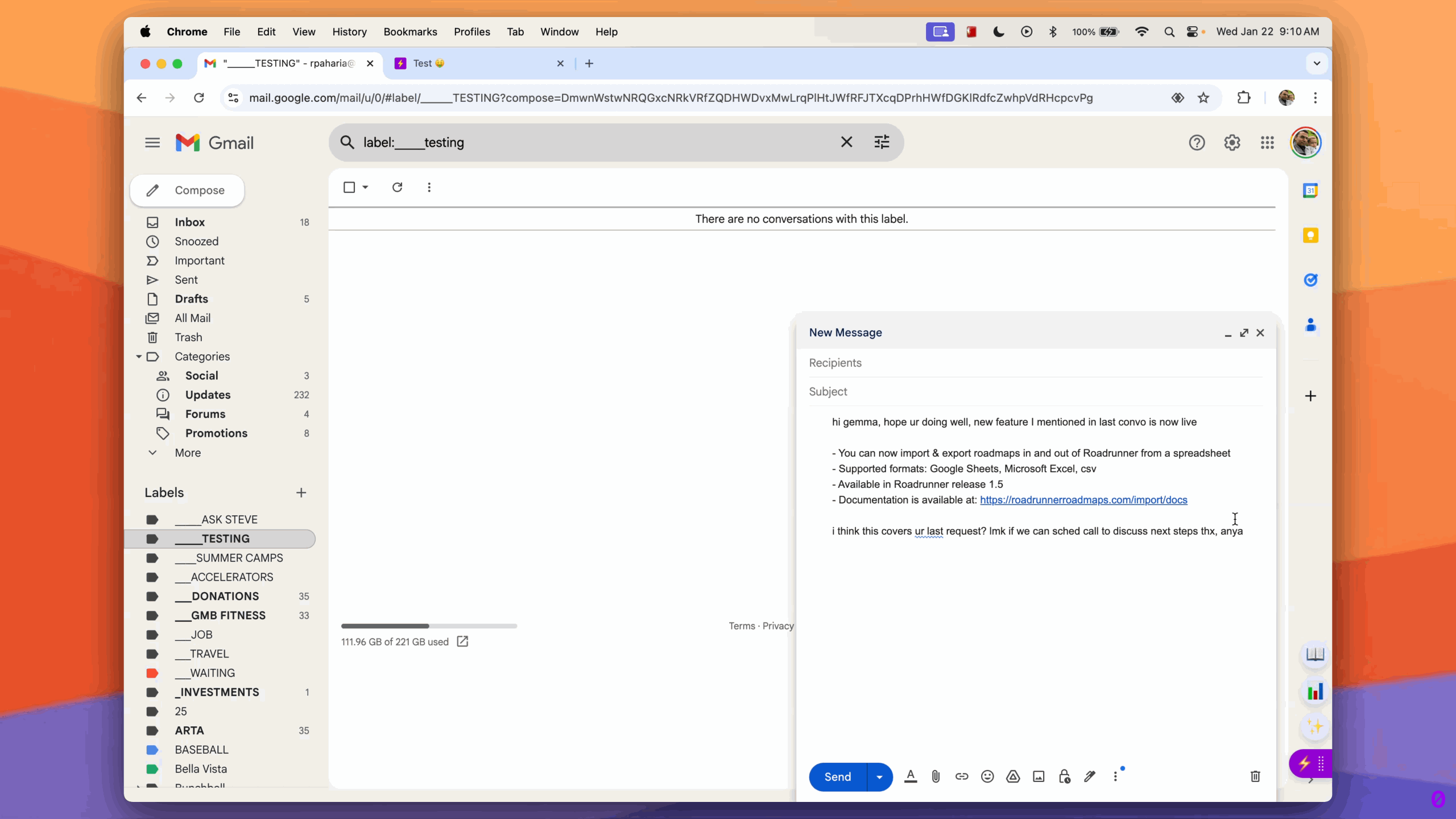 Writing helper in Gmail